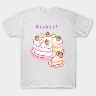 Kawaii Pixel Oishii Dream Dessert ( strawberry & Cream sponge Cakee) T-Shirt